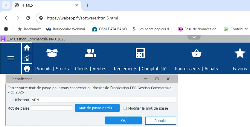 Interface portail web EBP